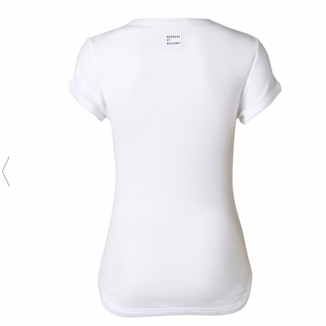 BORDERS at BALCONY - ボーダーズアットバルコニー 白リブTシャツの