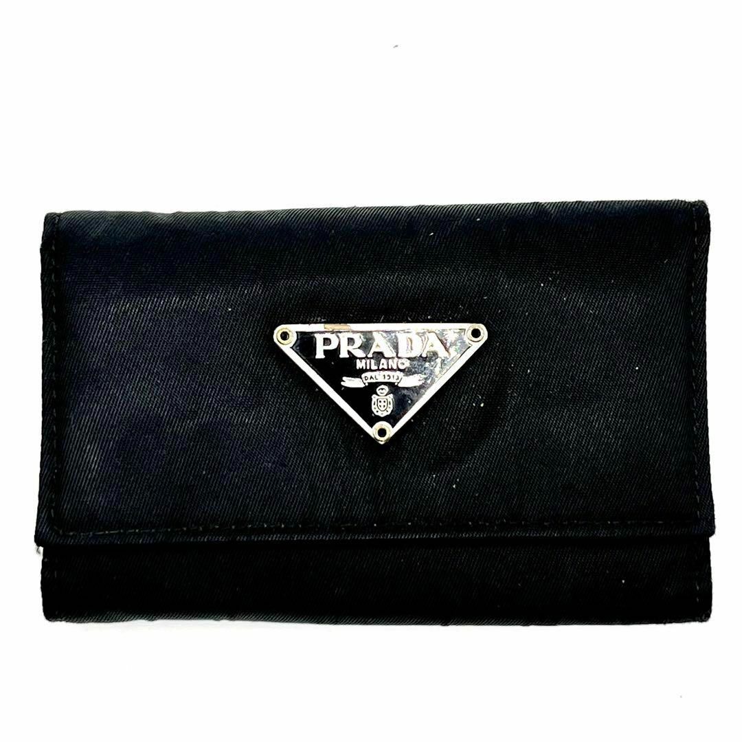 PRADA プラダ キーケース 6連 ナイロン ブラック 三角ロゴ - 小物 PRADA プラダ キーケース 6連 ナイロン ブラック 三角ロゴ - 小物