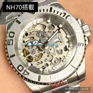 新品 NH70 MOD 高品質 自動巻 メンズ腕時計 スケルトン ステンレスの ...