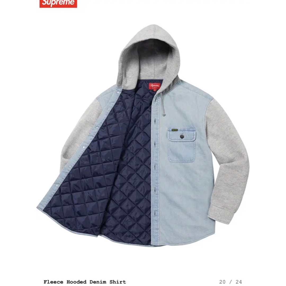 Supreme Fleece Hooded Denim Shirt S