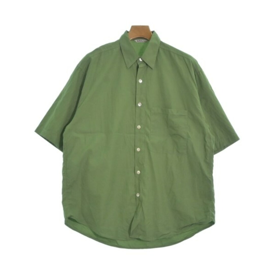 AURALEE オーラリー カジュアルシャツ 1(M位) 緑系(ストライプ)