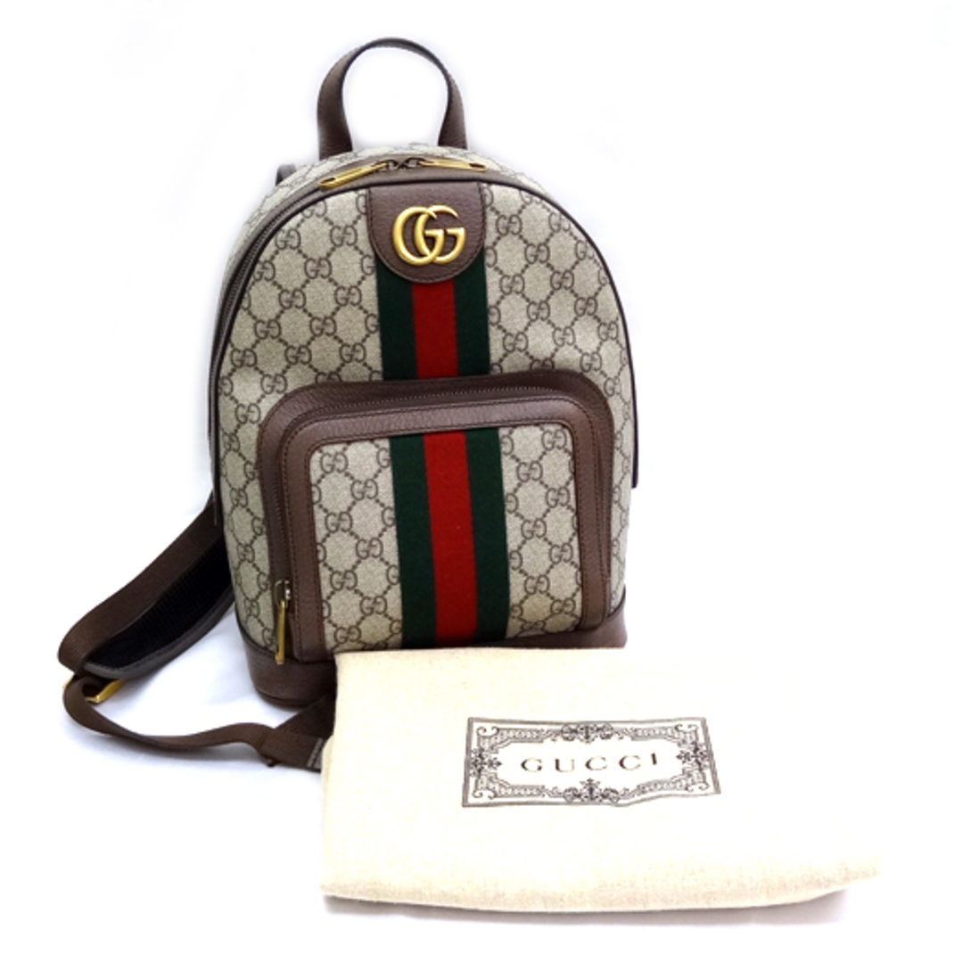 Gucci(グッチ)のグッチ オフィディア シェリーライン GG スモール バックパック GGスプリーム レザー ブラウン 547965 レディースのバッグ(リュック/バックパック)の商品写真