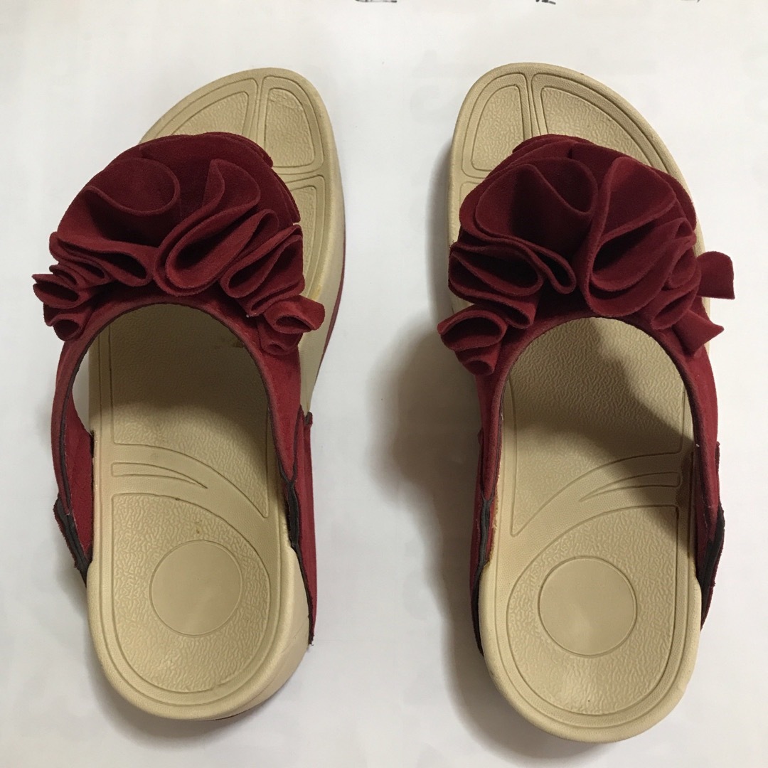 厚底 サンダル　23.5 赤系 レディースの靴/シューズ(サンダル)の商品写真