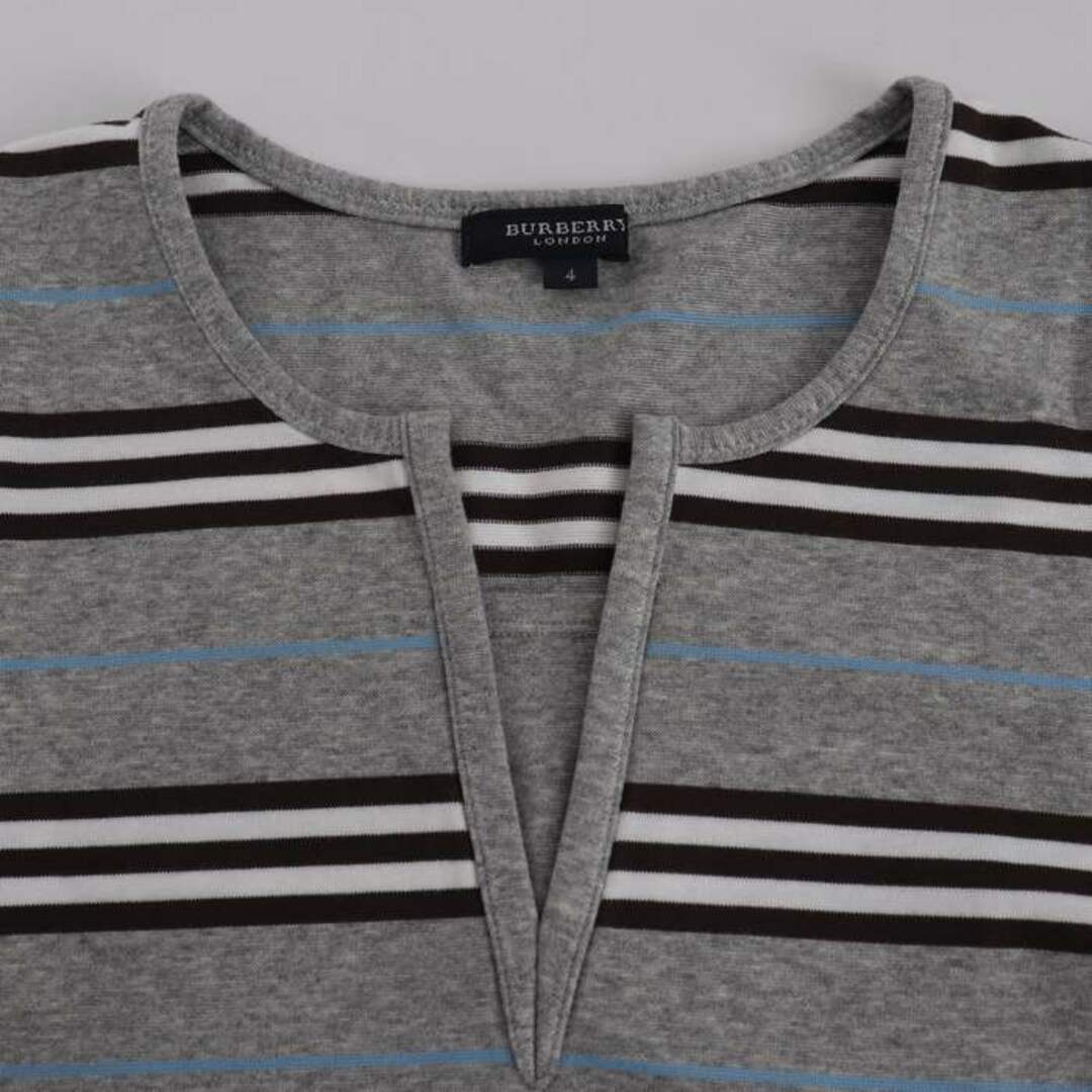BURBERRY(バーバリー)のバーバリー カットソー Tシャツ 半袖 ストレッチ ボーダー トップス レディース 4サイズ グレー BURBERRY レディースのトップス(Tシャツ(半袖/袖なし))の商品写真