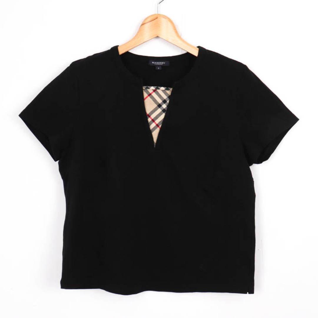 BURBERRY(バーバリー)のバーバリー カットソー Tシャツ 半袖  ノバチェック ストレッチ 無地 トップス 日本製 黒 レディース 5サイズ ブラック BURBERRY レディースのトップス(Tシャツ(半袖/袖なし))の商品写真