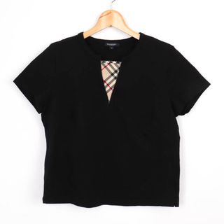 バーバリー(BURBERRY)のバーバリー カットソー Tシャツ 半袖  ノバチェック ストレッチ 無地 トップス 日本製 黒 レディース 5サイズ ブラック BURBERRY(Tシャツ(半袖/袖なし))