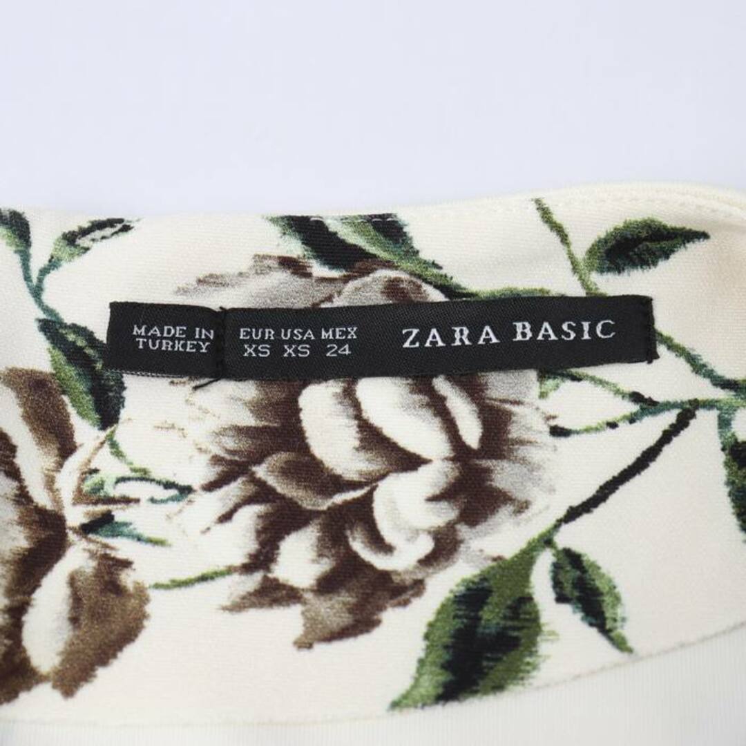 ZARA(ザラ)のザラ ワンピース 半袖 膝丈 セミフレア 花柄 総柄 白 レディース XSサイズ ホワイト ZARA レディースのワンピース(その他)の商品写真