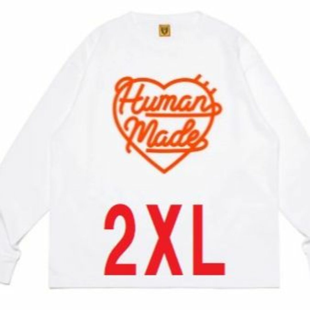 HUMAN MADE HEART L/S T-SHIRT White 2XL メンズのトップス(Tシャツ/カットソー(七分/長袖))の商品写真