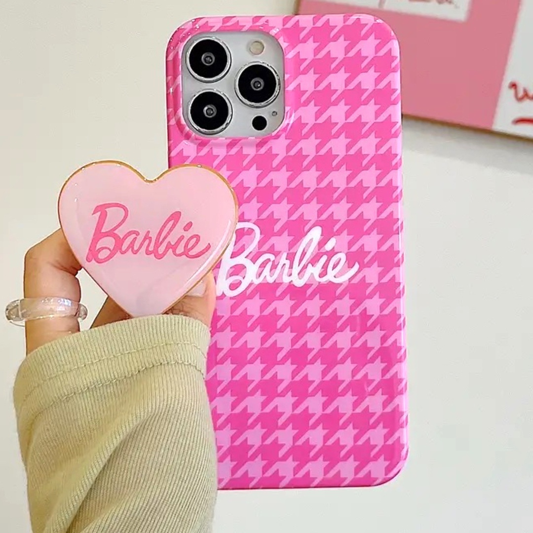 Barbie(バービー)のiPhone14/13ケース バービー Barbie 千鳥格子 ピンク　韓国 スマホ/家電/カメラのスマホアクセサリー(iPhoneケース)の商品写真