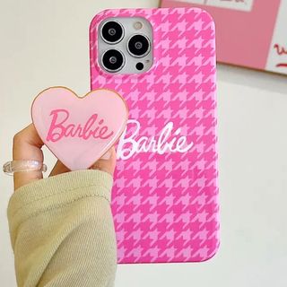 バービー(Barbie)のiPhone14/13ケース バービー Barbie 千鳥格子 ピンク　韓国(iPhoneケース)