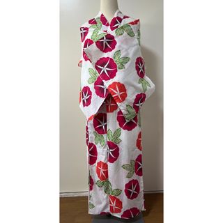 定価¥29000】 浴衣　ゆかた　正統派!朝顔.古典柄!  清楚　白　L(浴衣)