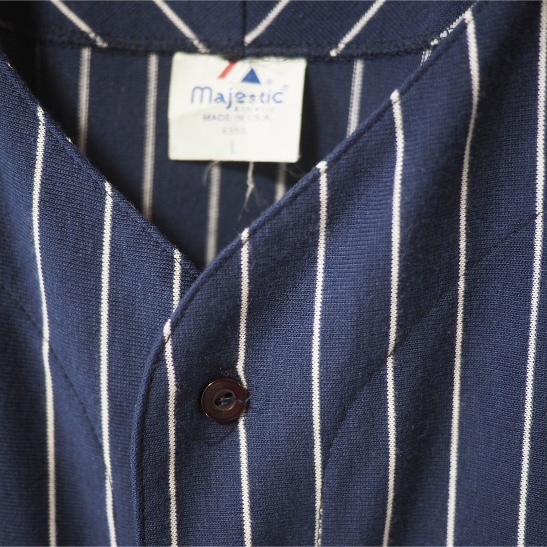 MAJESTIC×YANKEES USA製ベースボールシャツ-Navy/L 4