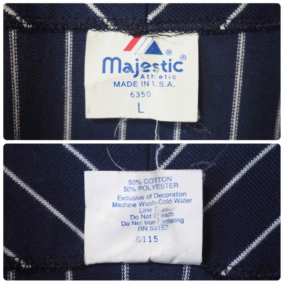 MAJESTIC×YANKEES USA製ベースボールシャツ-Navy/L 8