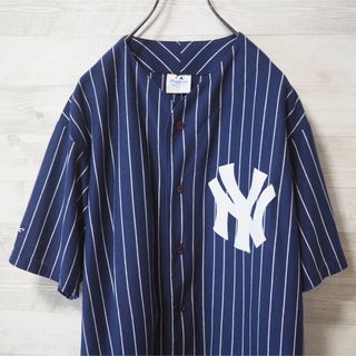 Majestic - MAJESTIC×YANKEES USA製ベースボールシャツ-Navy/Lの通販