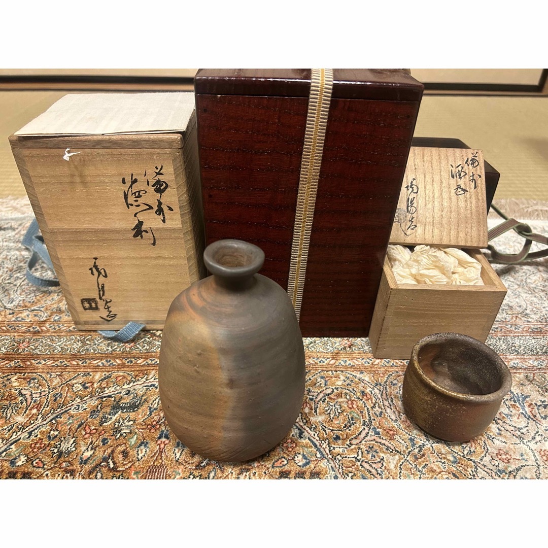 金重陶陽 備前徳利 ぐい呑 セット 二重箱付き