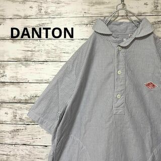 ダントン(DANTON)のDANTON ストライプ柄プルオーバーシャツ 半袖シャツ 丸襟 ロゴ 定番(シャツ)