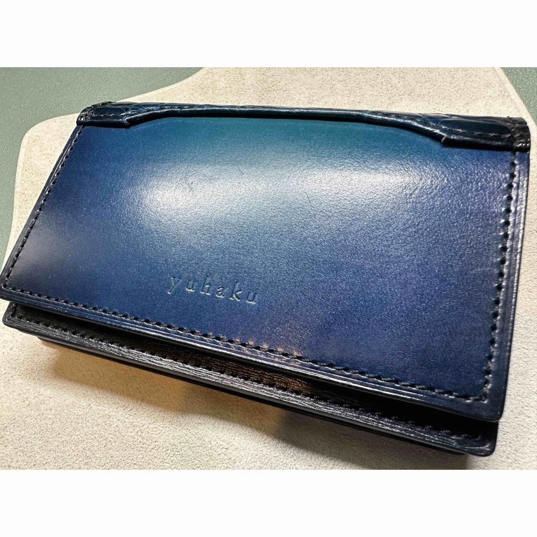 YUHAKU(ユハク)の【専用出品中】yuhakuクロコダイルコンビ名刺入れ（Blue） メンズのファッション小物(名刺入れ/定期入れ)の商品写真