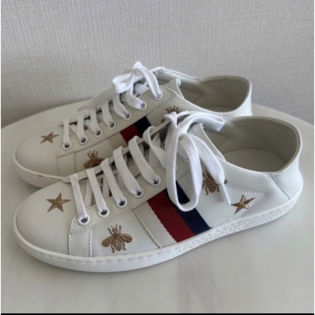 Gucci - GUCCI グッチ レザースニーカー 蜂星 スリッポン サイズ34