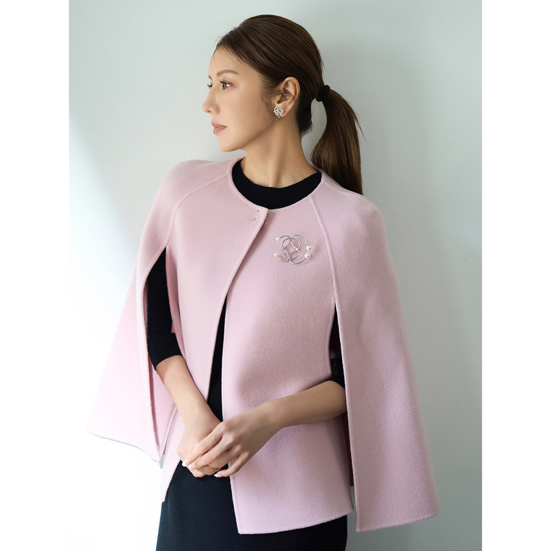 [完売品] セルフォード　リバーケープジャケット　ピンク　羊毛　フリーサイズ