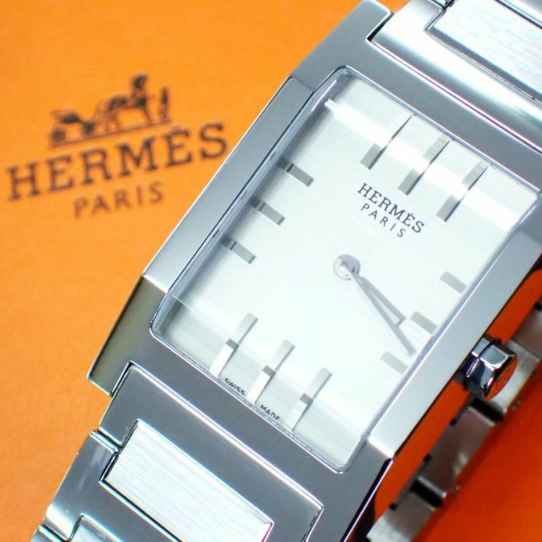 極美品★エルメス タンデム TA1.710 白文字盤 カットガラス 腕時計
