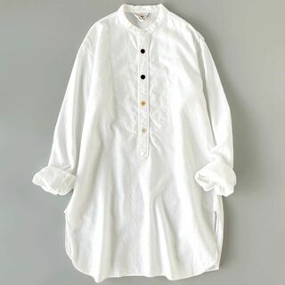 45R - 45R バンドカラー 長袖シャツ コットン100％ R刺繍 白 サイズ2 