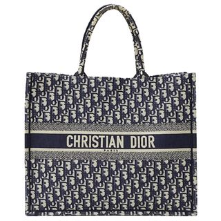 クリスチャンディオール(Christian Dior)のクリスチャンディオール Christian Dior バッグ レディース ブランド トートバッグ オブリーク ブックトート ラージ ジャガード ネイビー 大容量 大きめ A4 通勤 通学 おしゃれ 大人 おでかけ 【中古】(トートバッグ)