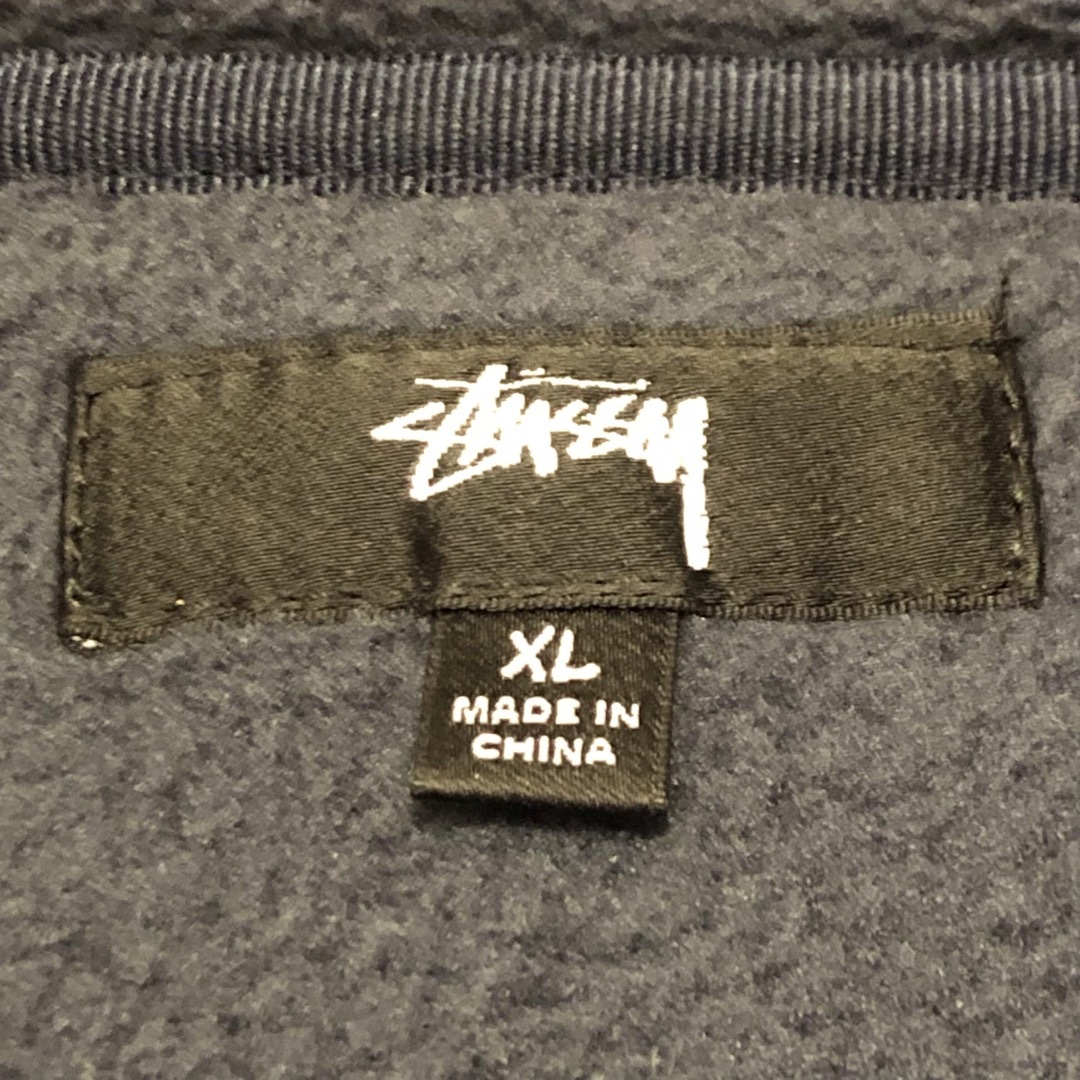 【美品】stussy フリース ハーフジップ ワンポイント ブラック M