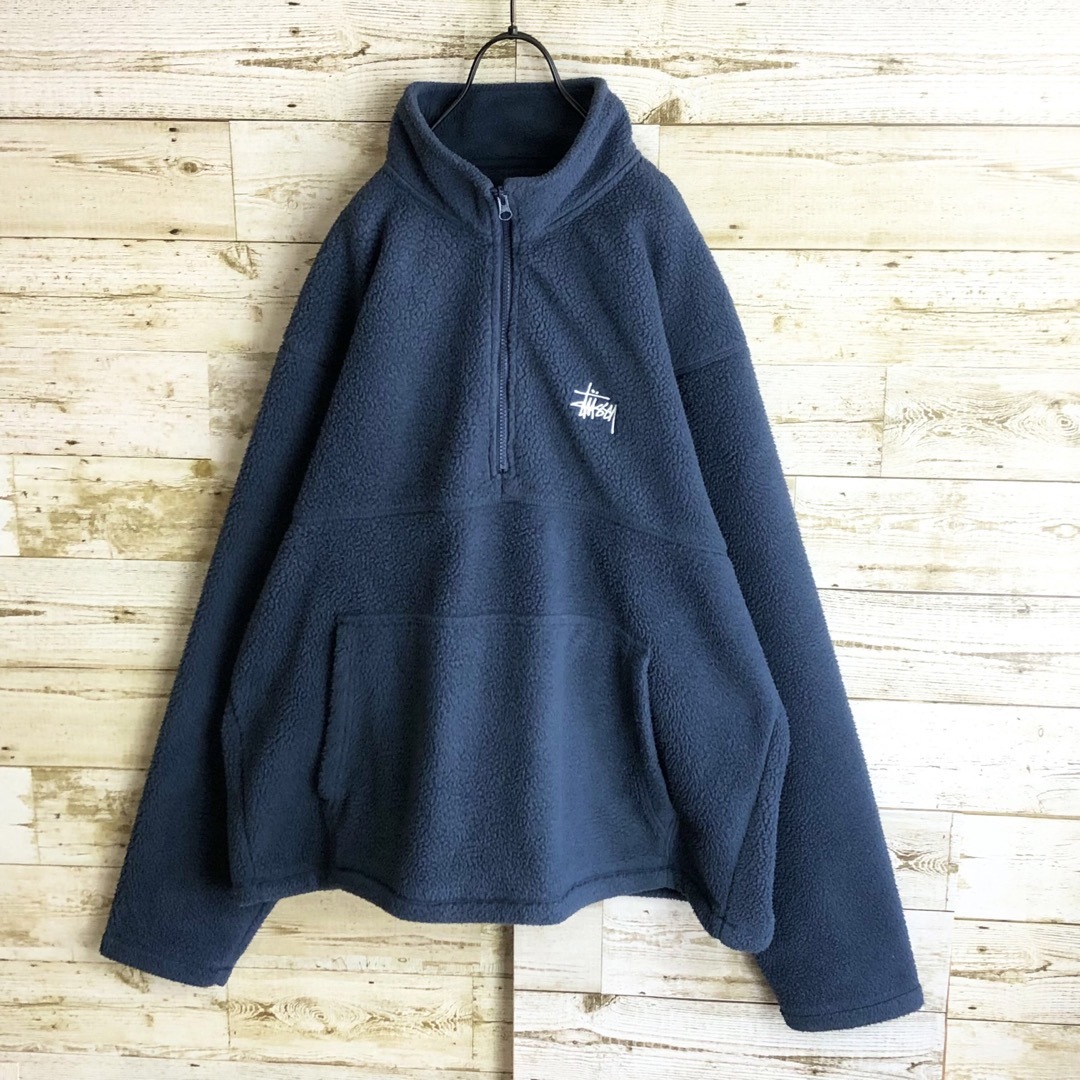 即完売 STUSSY ステューシー ハーフジップ ボア フリース 刺繍入り 即完売 STUSSY ステューシー ハーフジップ ボア フリース 刺繍入り