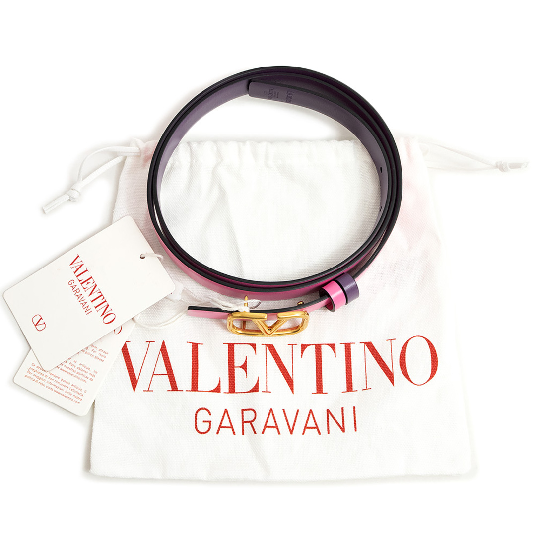 ヴァレンティノ ガラヴァーニ Vロゴ リバーシブル ベルト 90/36 カーフスキン レザー ピンク パープル ゴールド金具 XW2T0S12ZFR  Valentino Garavani（新品・未使用品）