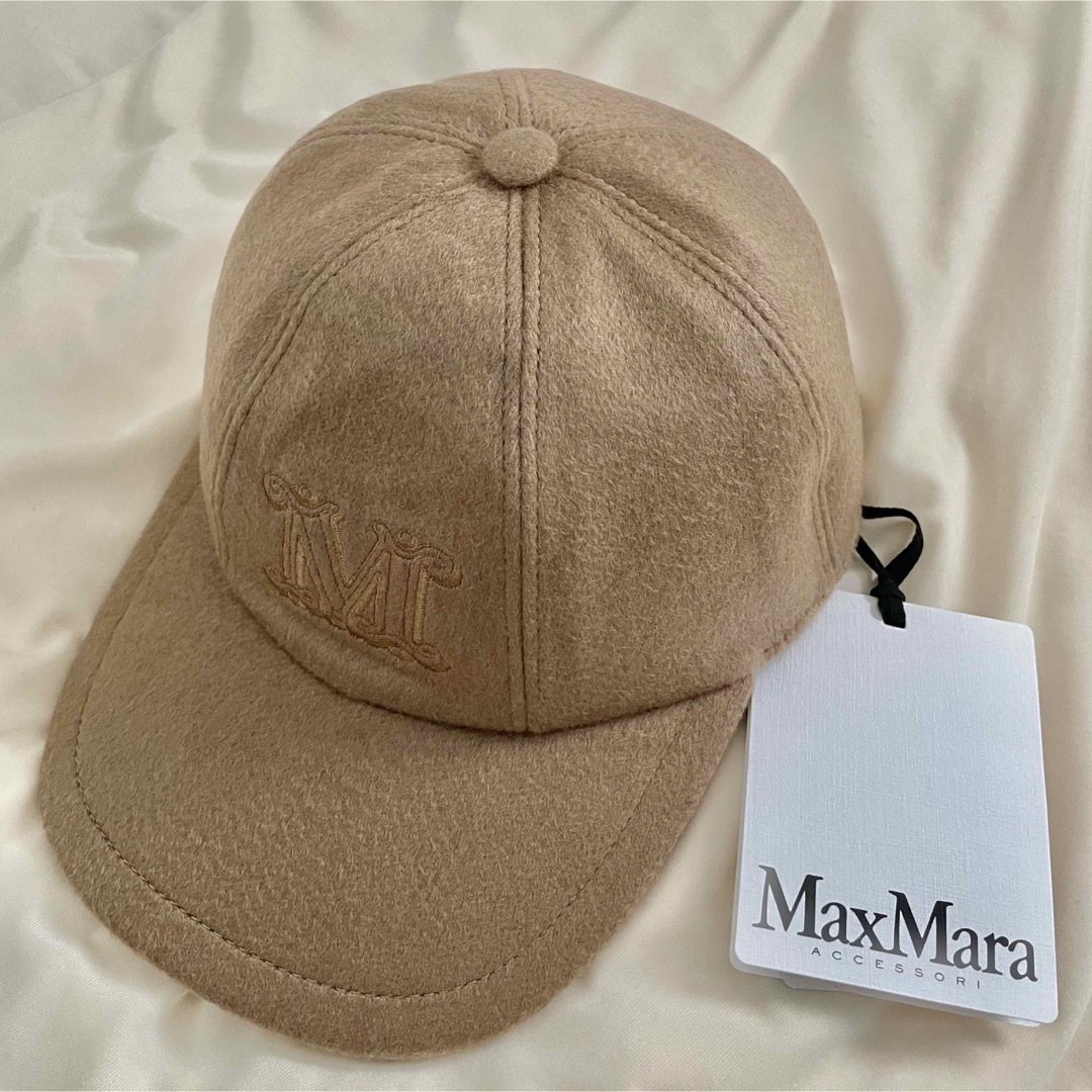 カシミヤ100%裏地【新品未使用】MAX MARA ロゴ キャップ PISA