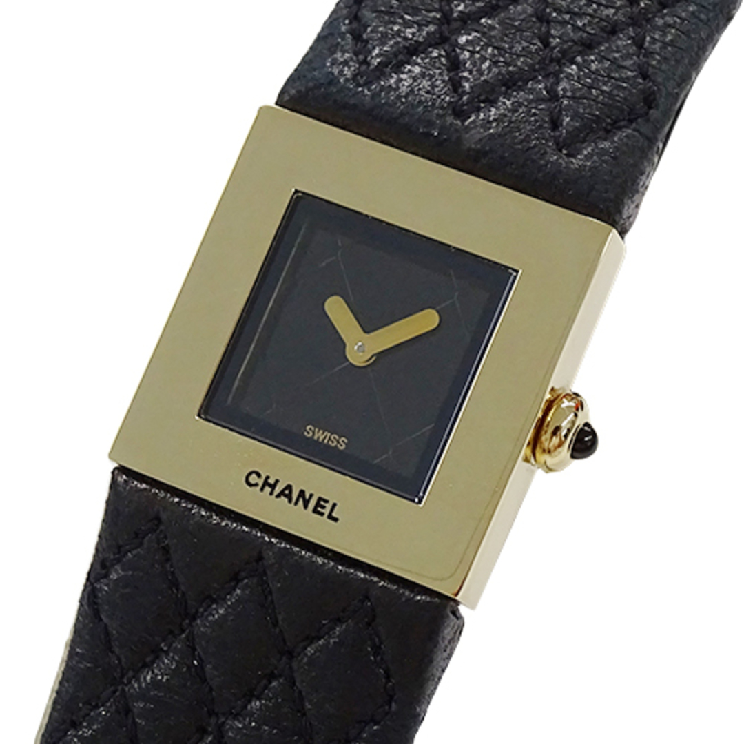 電池交換済 CHANEL シャネル マトラッセ H0475 黒 ブラック YG イエローゴールド SS ステンレス コンビ レディース クォーツ【6ヶ月保証】【腕時計】