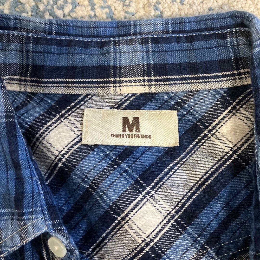 M(エム)の【美品】M(エム) ウォッシュドインディゴチェックシャツ 木村拓哉 亀梨和也 メンズのトップス(シャツ)の商品写真