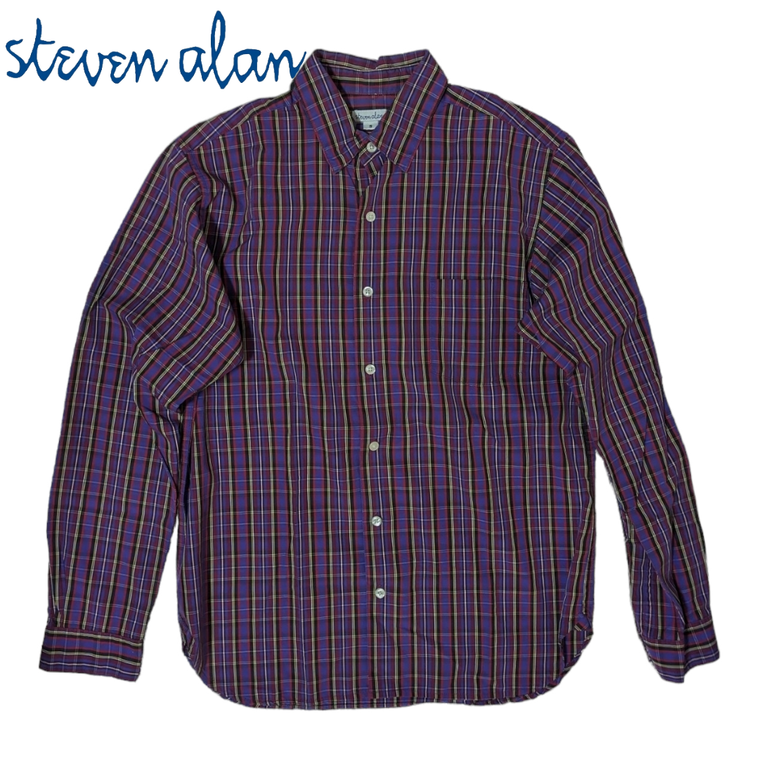 steven alan(スティーブンアラン)のSteven alan パープル チェック ボタンダウンシャツ メンズのトップス(シャツ)の商品写真
