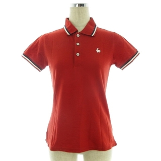 ルコックスポルティフ(le coq sportif)のルコックスポルティフ ポロシャツ 半袖 ステンカラー 刺繍 ロゴ M 赤 白(ポロシャツ)