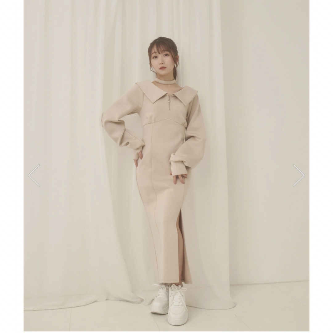 ロゼミューズ raffle slit onepiece【pinkbeige】-