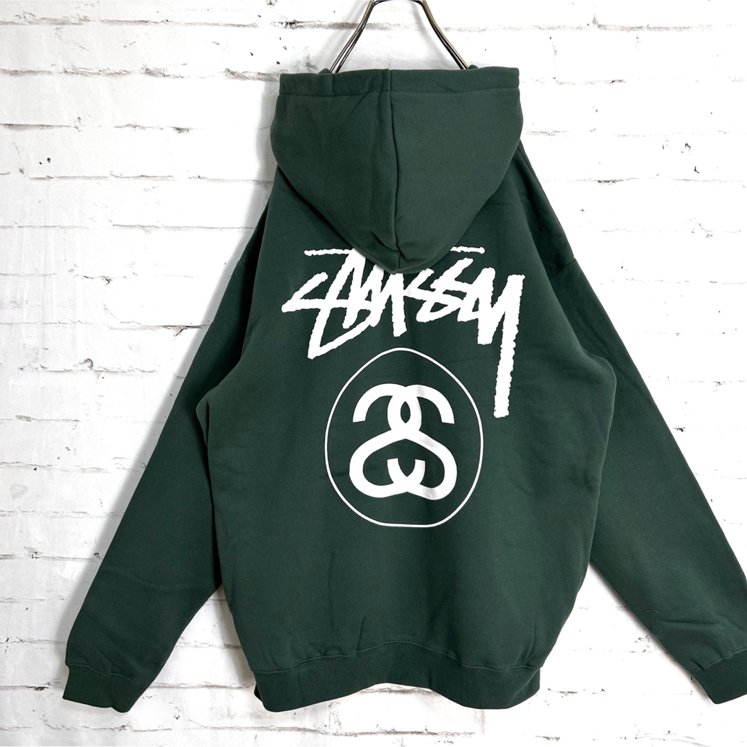 新品!!海外限定!!超希少 STUSSY シャネル グリーン パーカー Lサイズ