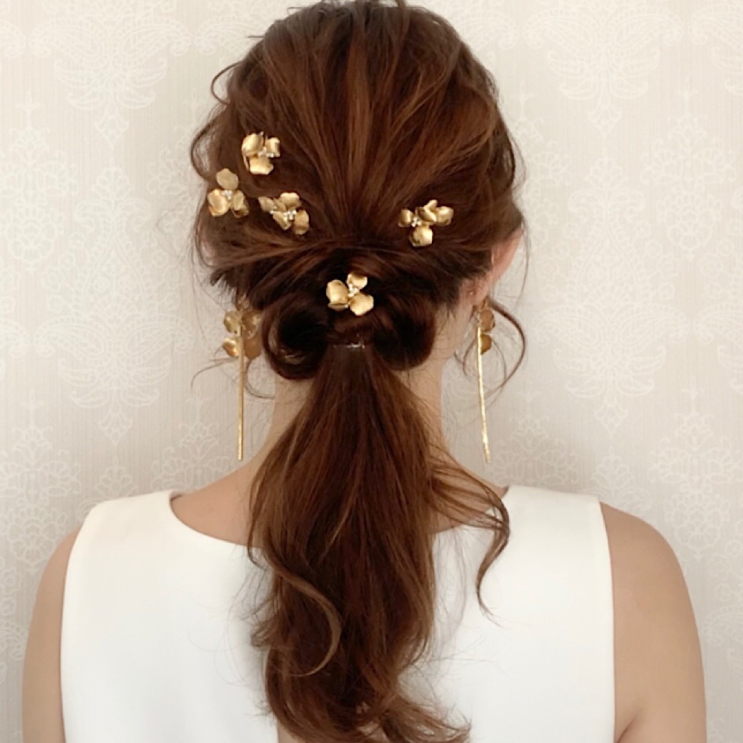 ANNAN WEDDING 自由ピン MA56 ヘッドドレス ゴールド レディースのヘアアクセサリー(ヘアピン)の商品写真