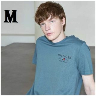 トミーヒルフィガー(TOMMY HILFIGER)のこの夏の定番　スモールロゴTシャツ ブルー Mサイズ　MW30033(Tシャツ/カットソー(半袖/袖なし))