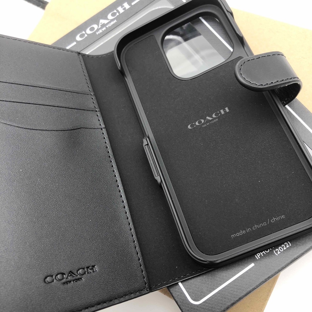 新品】COACH コーチ スマホケース iPhone14 本物 黒-