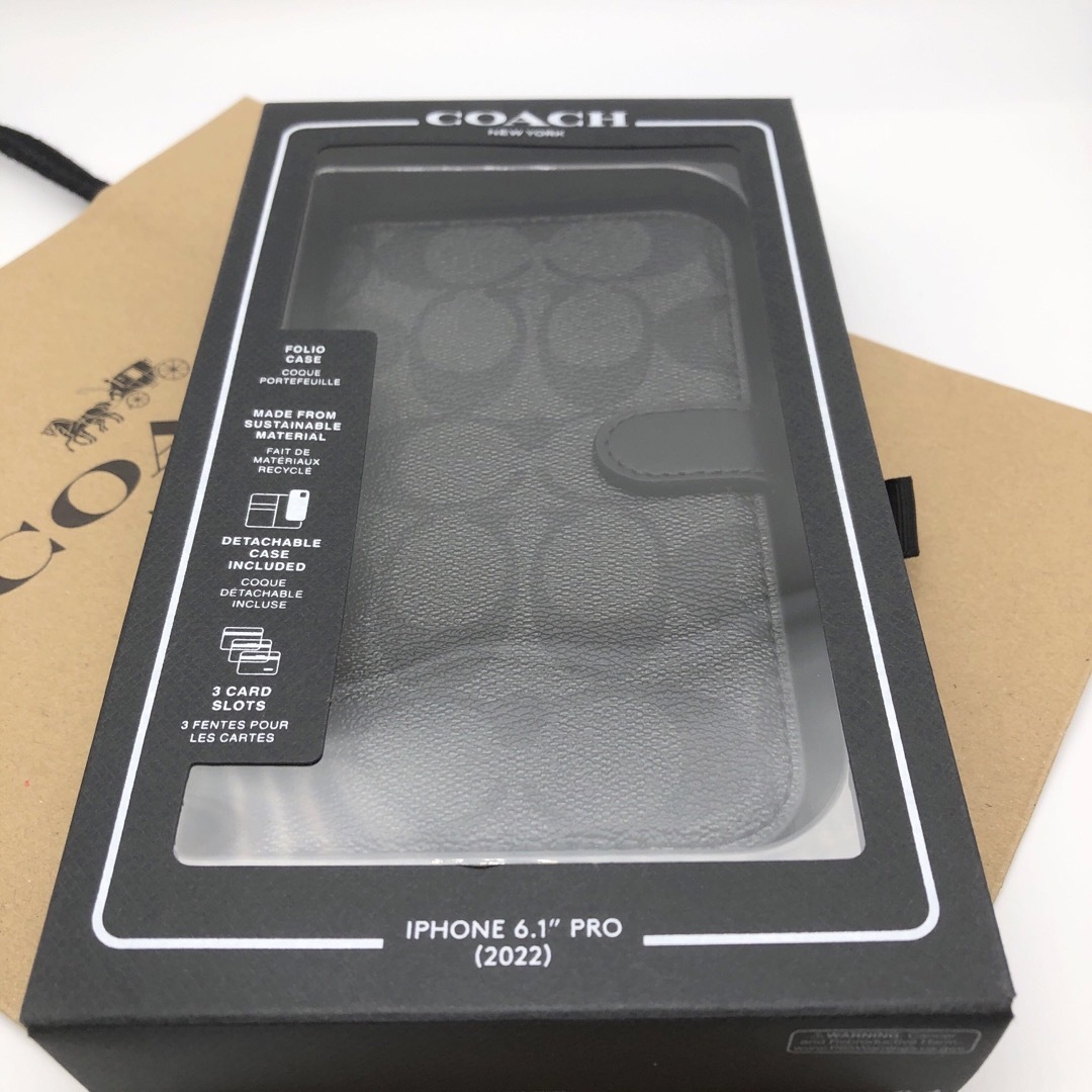 【COACH☆新品】iPhone 14 PRO フォリオ・シグネチャー☆ブラック