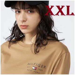 トミーヒルフィガー(TOMMY HILFIGER)のこの夏の定番　スモールロゴTシャツ ブラウン XXLサイズ　MW30033(Tシャツ/カットソー(半袖/袖なし))