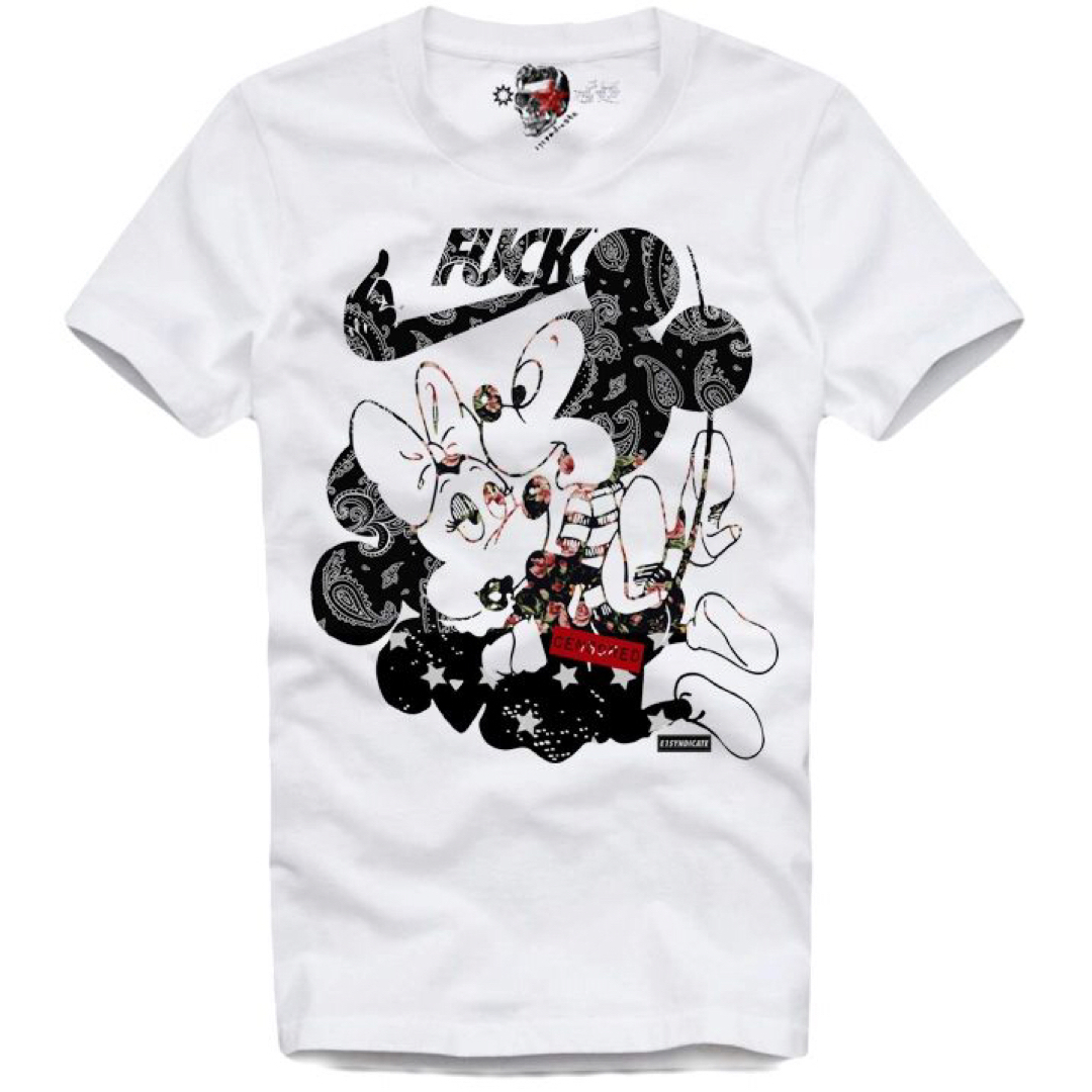 E1SYNDICATE Tシャツ L MOUSE ATTACK 3869ホワイト