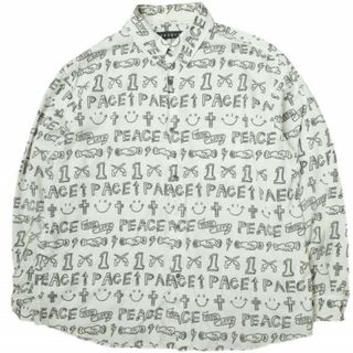 ロアーガンズ(roarguns)のroarguns ロアーガンズ 23SS 日本製 GRAFFITI PRINT SHIRT グラフィックプリントシャツ 23SGS-03 2 WHITE 長袖 roar ロアー HANDDRAWN 落書き トップス【中古】【roarguns】(シャツ)