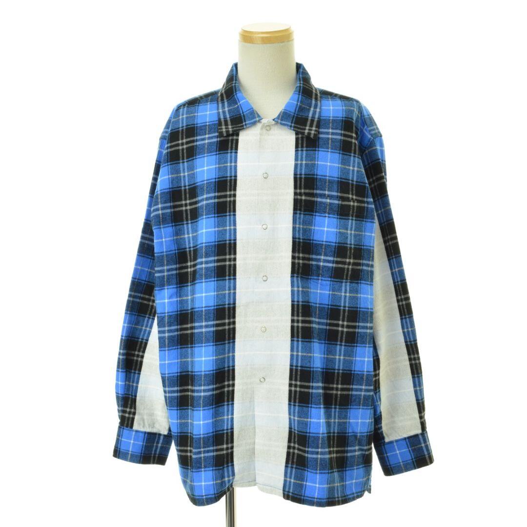 【SEQUEL】LINE CHECK SHIRT BLUE × BLACKシャツ本体綿100％付属品