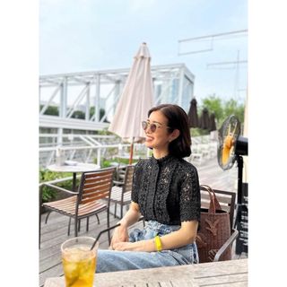 SEVENTEN セブンテン 試着のみクロシェニット ブラック S-