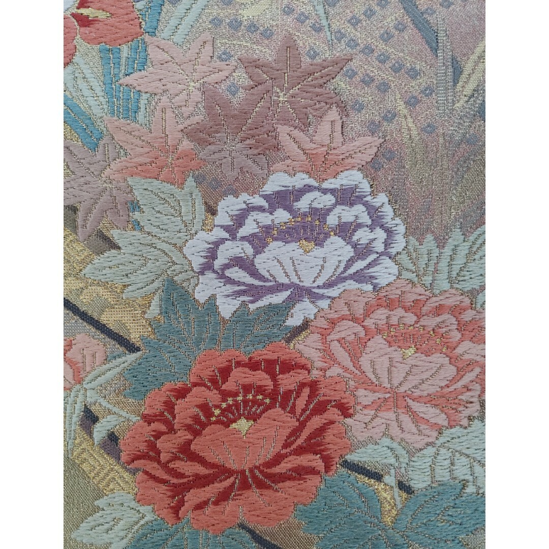 〈美品〉袋帯　金糸　銀糸　刺繍　正絹　花柄