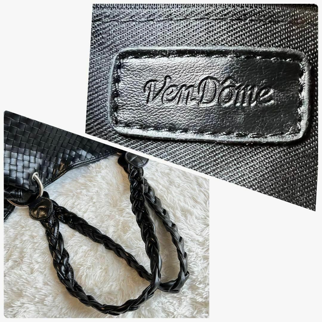 Vendome Aoyama(ヴァンドームアオヤマ)のヴァンドーム　VenDome  ショルダーバッグ  編み込み　黒　大容量　A4可 レディースのバッグ(ショルダーバッグ)の商品写真
