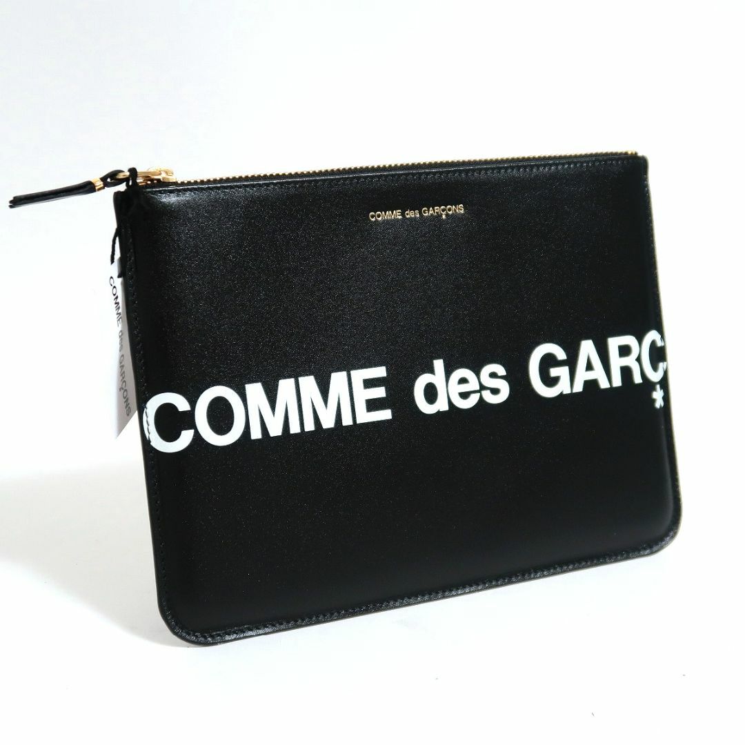 新品 COMME des GARCONS ヒュージロゴ レザー ポーチ 黒