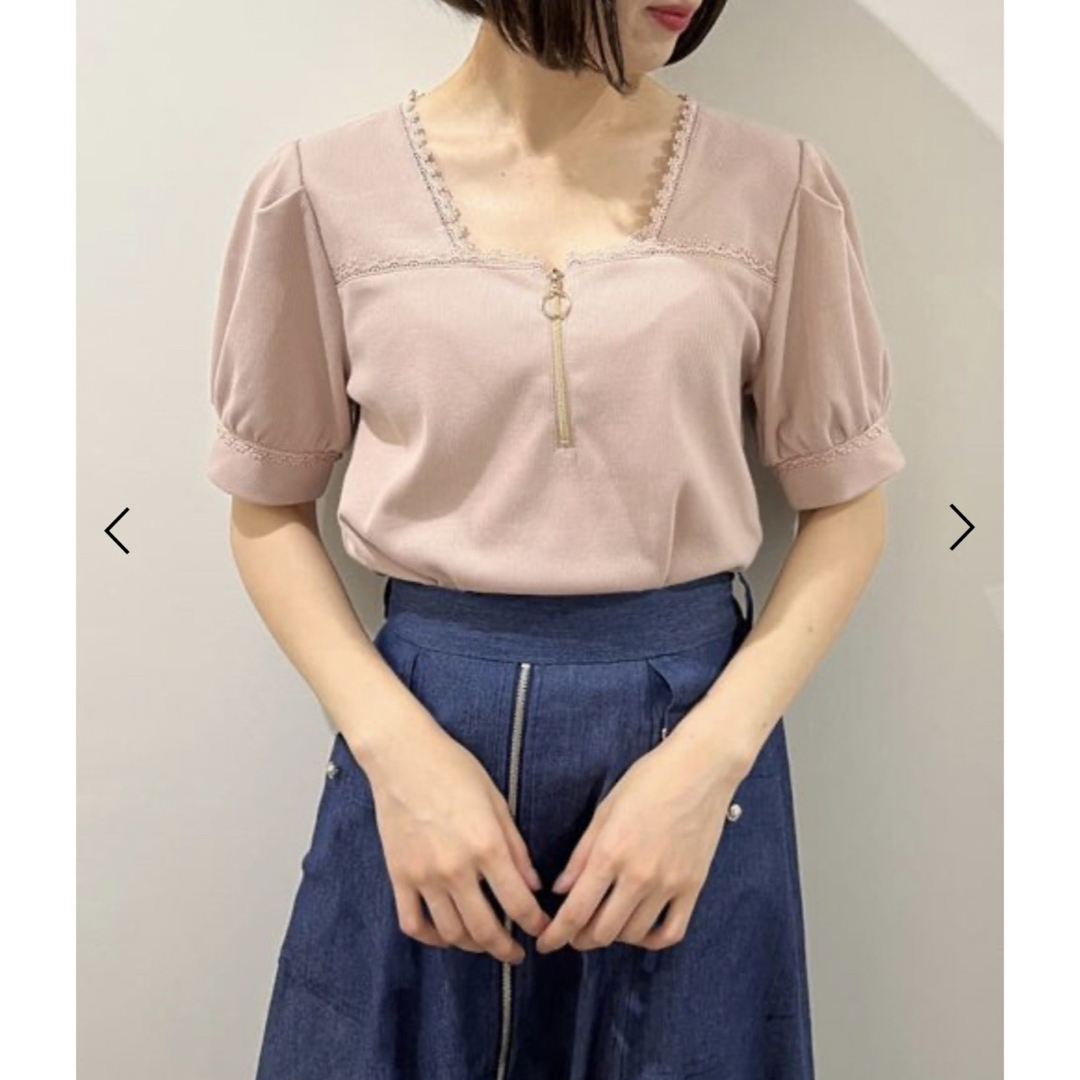 axes femme(アクシーズファム)のアクシーズファム axes femme ハーフジップパフ袖ＰＯ レディースのトップス(カットソー(半袖/袖なし))の商品写真