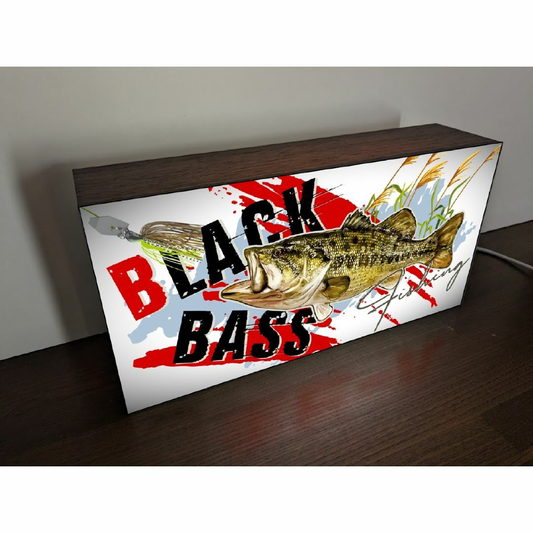 【Lサイズ】ブラックバス フィッシング 釣り 看板 置物 雑貨 ライトBOX 2